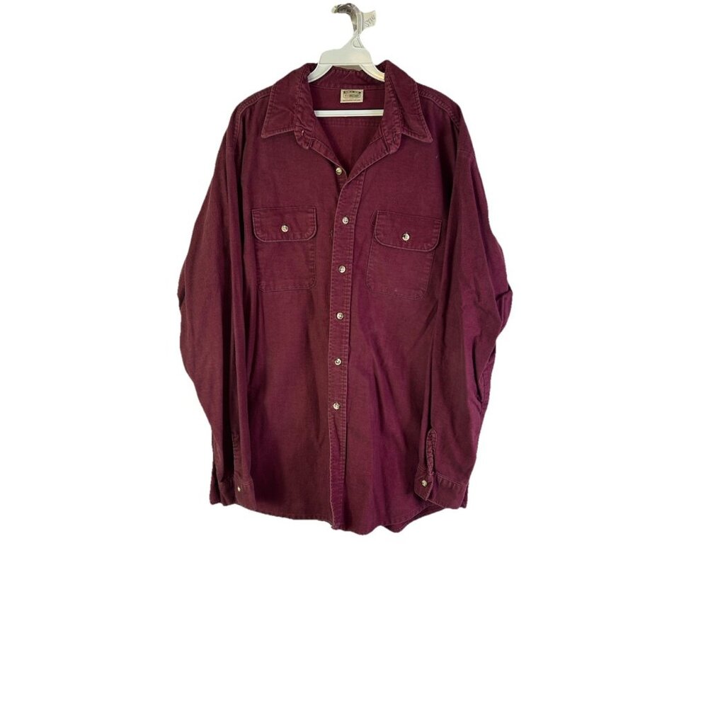 Vintage 90s FiveBrother Chamois Cloth Flannel Button Shirt Red Faded